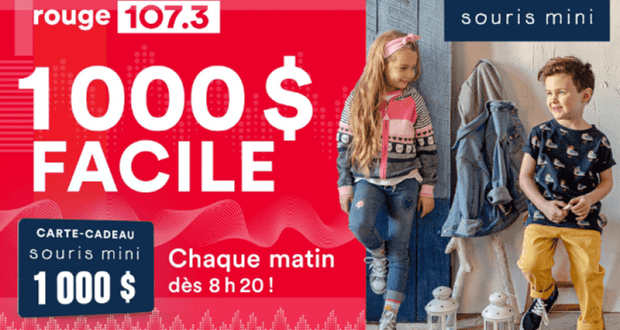 Gagnez chaque jour 1 000 $ chez Souris Mini